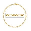 1pc Real 1/20 14K Gold Filled 2.2mm Dapped Figaro Link Chain Bracelet, 6.5 Inch with 1 Inch Extender, JB-21