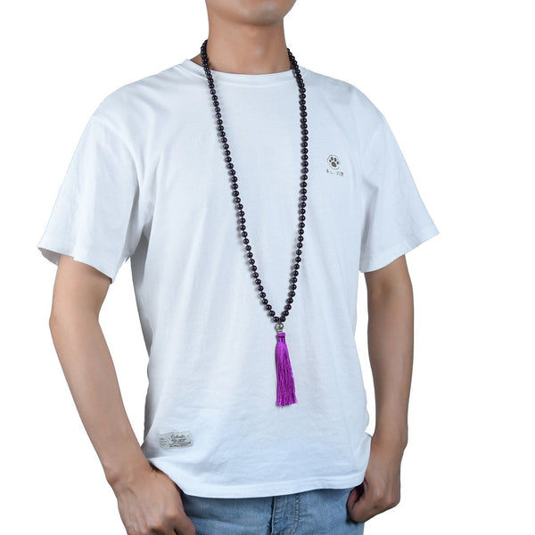 Adabele Premium 108 Mala Bead Purple Tassel Necklace, 8mm Natural Purple Amethyst Gemstone, Buddhist Japa Prayer Beaded Jewelry RGN1