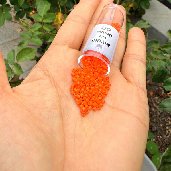 30g Miyuki Delica 10/0 Tube Seed Beads, Opaque Orange DBM722