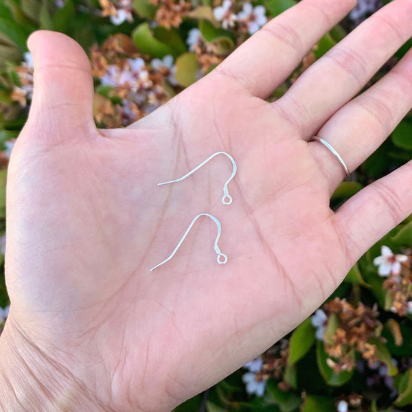 20pcs 925 Sterling Silver Flat Fish Earring Hooks, 18mm Long, Wire Gauge Selections: 0.6mm/0.7mm/0.8mm/0.9mm