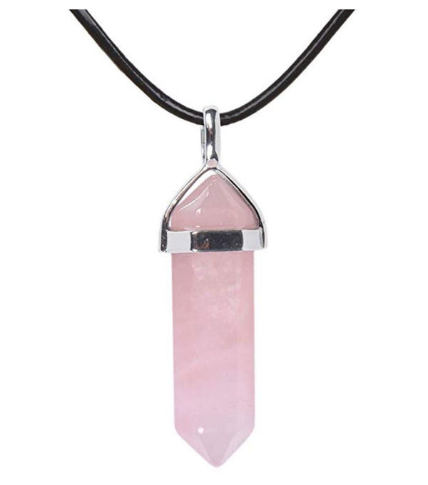 4pcs Natural Light Pink Rose Quartz Gemstone Pendants, 42mm Loose Bullet Point Stone Drops, G2P-C12