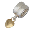 Solid 925 Sterling Silver Cute Heart of Gold Spacer Bead Charm