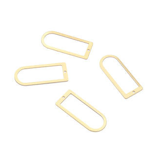 20pcs Raw Brass Large Rounded Rectangle Pendant Drops, 30mm Connector, Unplated/Uncoated, CX-A23