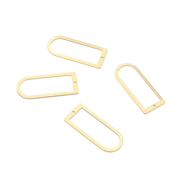 20pcs Raw Brass Large Rounded Rectangle Pendant Drops, 30mm Connector, Unplated/Uncoated, CX-A23