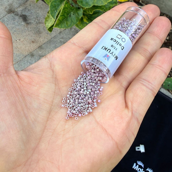 7.5g Miyuki Delica 11/0 Seed Beads, Opaque Rainbow Mauve DB158