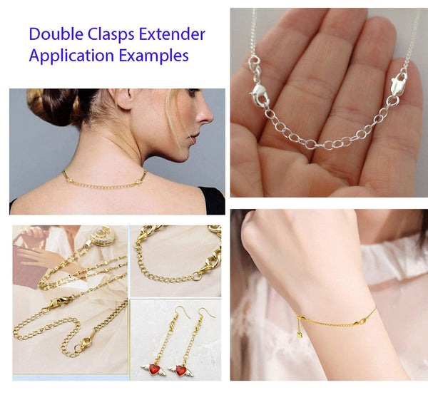 10pcs 304 Stainless Steel Chain Extenders, Double Lobster Clasp Chain Extension, Tarnish Resistant, Size Selections: 2 inch/3 inch/4 inch/5 inch/6 inch
