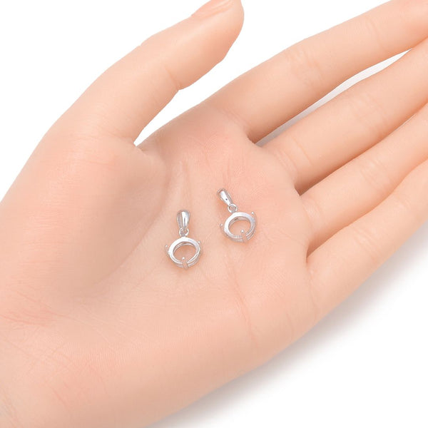 2pcs 925 Sterling Silver Open Back Round Bezel Blank Setting, Inner Bracket Diameter Selections: 6mm/8mm/10mm