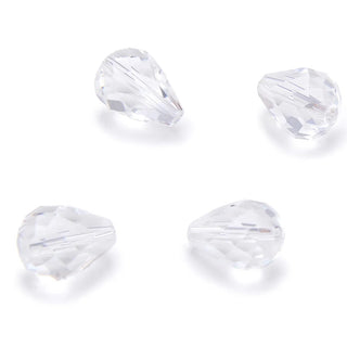 24pcs Adabele Austrian Faceted Teardrop Crystal Beads #5500, Crystal Clear, 10mm x 8mm, Hole ID 1.1mm, SST-1001