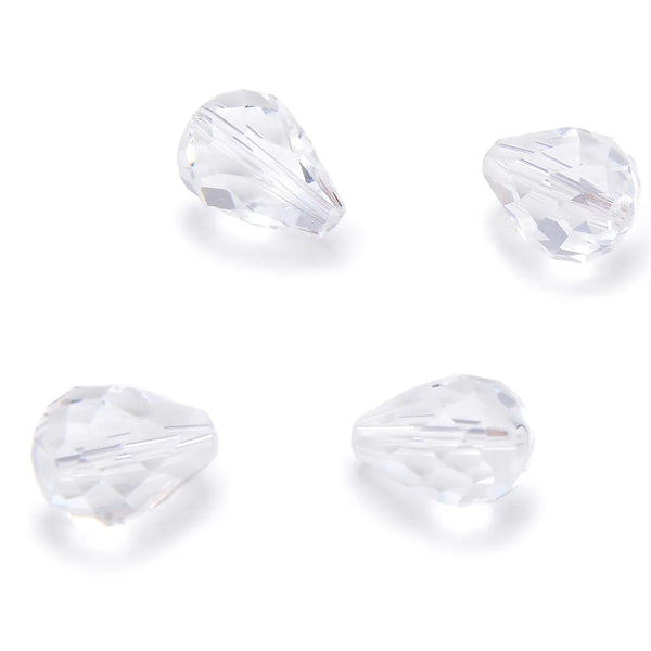 24pcs Adabele Austrian Faceted Teardrop Crystal Beads #5500, Crystal Clear, 10mm x 8mm, Hole ID 1.1mm, SST-1001