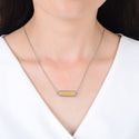 1pc Natural Druzy Crystal Pendant Necklace, Golden Champagne Bar Gemstone Pendant, 18 inch Stainless Steel Surgical Chain, GGP23-2