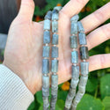 Natural Labradorite Gemstone Faceted Tube Beads, 14x7mm, Hole ID 1mm, 15 Inch/1 Strand, GZ8-9
