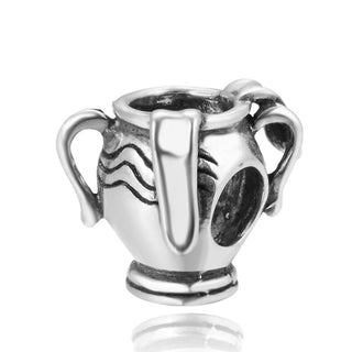 925 Sterling Silver Aquarius Zodiac Sign Bead Charm, Compatible with Pandora All Other Charm...