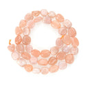 Natural Sunstone Gemstone Oval Tumbled Pebble Beads, Irregular, 8mm to 10mm, Hole ID 1mm, 15 Inch/1 Strand, GZ12-5