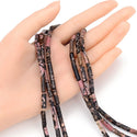 Natural Rhodonite Gemstone Cylinder Tube Beads, 13x4mm, Hole ID 1mm, 14.5 Inch/1 Strand, GH-H4