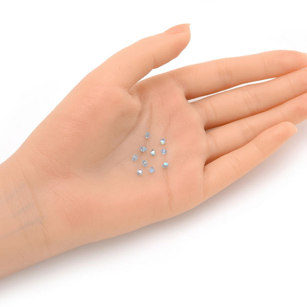 100pcs Preciosa Faceted Bicone Crystal Beads, Aquamarine AB, Size Selections: 3mm/4mm/6mm