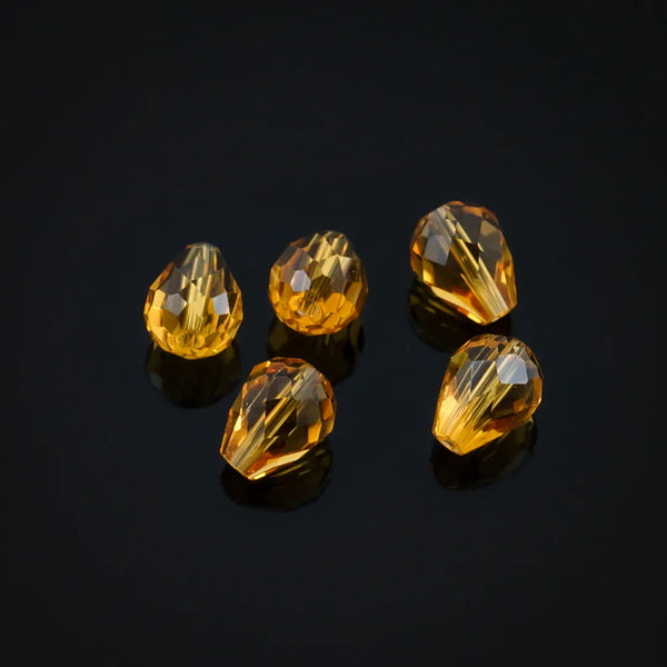 24pcs Adabele Austrian Faceted Teardrop Crystal Beads #5500, Amber Topaz, 8mm x 6mm, Hole ID 1mm, SST-807
