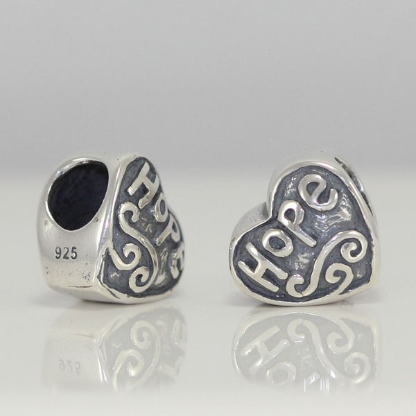 1pc Real 925 Sterling Silver Heart Shaped Hope Religious Bead Charm, Compatible with Pandora All Other Charm Bracelet, EC4-B13