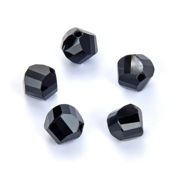 24pcs Adabele Austrian Faceted Helix Spiral Irregular Crystal Beads #5020, Jet Black, 8mm, Hole ID 1.1mm, SSH-823