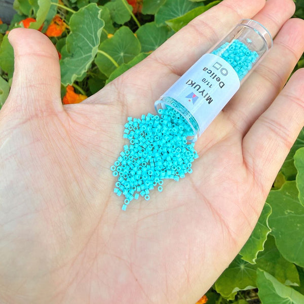7.5g Miyuki Delica 11/0 Seed Beads, Opaque Matte Sea Opal DB1586