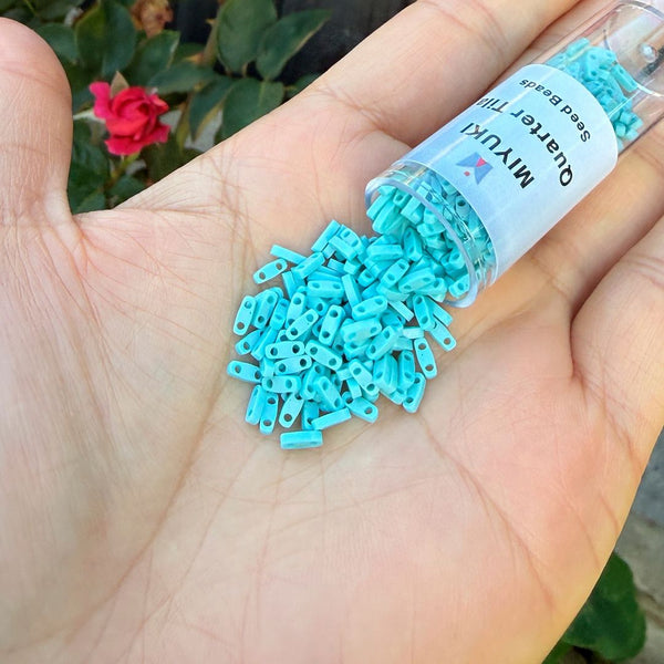 10g Miyuki Quarter Tila Seed Bead 5x1.2mm Matte Rainbow Mint Green QTL412FR