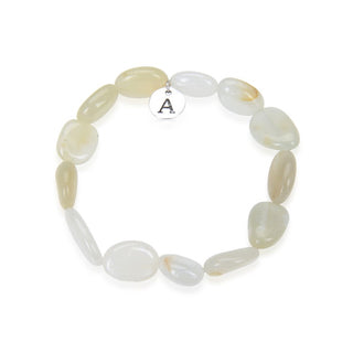 1 Strand Stretch Natural White Moonstone Free Form Gemstone Bracelet, 7-10mm Beads, Length Selections: 7 inch/7.5 inch