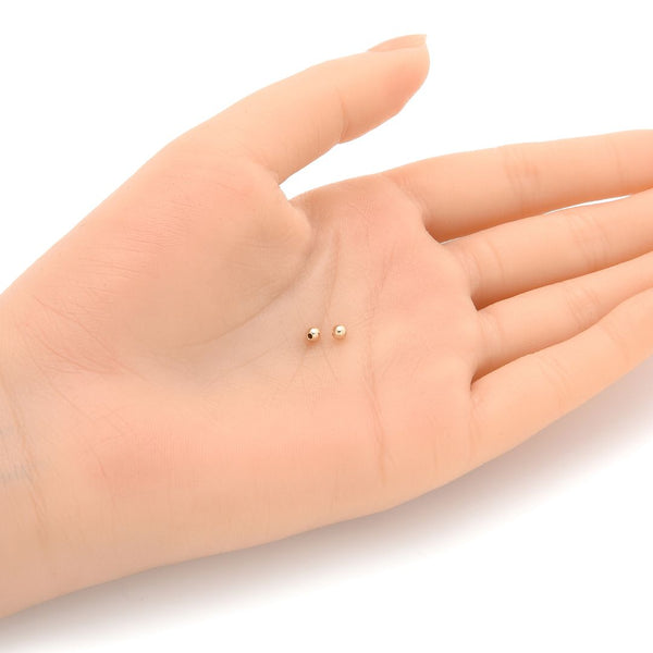 50pcs Real 1/20 14K Gold Filled Seamless Tiny Small Round Beads, 3mm, Hole ID 1mm, JK2-A3