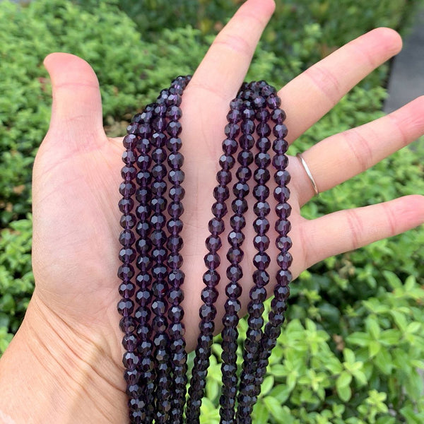 200pcs Creative Club Faceted Round Crystal Glass Beads, Amethyst, 6mm (0.24 inch), Hole ID 1mm, CC2R627