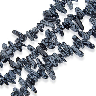 Natural Snowflake Obsidian Stick Point Beads, Irregular, 7mm-23mm Long, Hole ID 1mm 1 Strand/15 Inch, GZ5-5