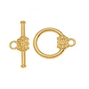 2 sets 925 Sterling Silver Flower Toggle Clasps, Real 18K Yellow Gold Plated, Size Selections: 9mm/12mm/15mm