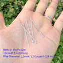 20pcs 925 Sterling Silver Eyepin Eye Pins, 0.6mm/22 Gauge, Length Selections: 18mm/25mm/30mm/35mm/40mm/50mm