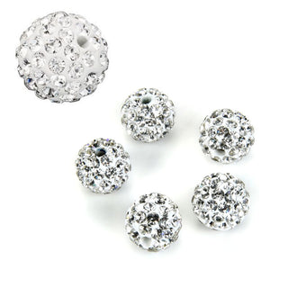 25pcs Adabele Grade A Suncatcher Crystal Rhinestone Pave Polymer Clay Beads, Clear White, Size Selections: 6mm/8mm/10mm/12mm