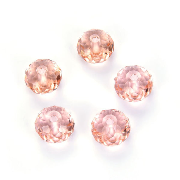 24pcs Adabele Austrian Faceted Rondelle Crystal Beads #5040, Light Padparadscha (Pink), Size Selections: 6x4mm, 8x6mm, 10x8mm