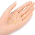 10pcs Hexagon Beading Hoop Links, Tarnish Resistant, 18K Yellow Gold Plated Brass, Size Selection: 20mm/26mm/30mm