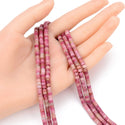Natural Pink Rhodonite Gemstone Heishi Tube Rondelle Beads, 4x2mm/Small, Hole ID 0.9mm, 14.5 Inch/1 Strand, GH-C26