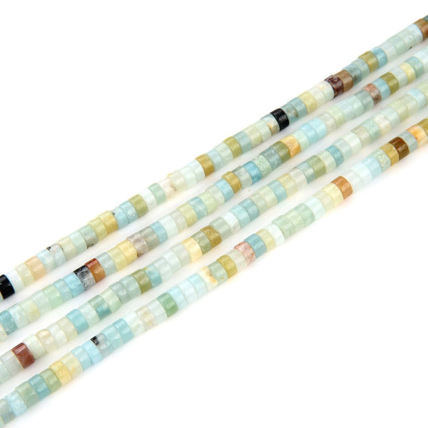 Natural Amazonite Amazonstone Gemstone Heishi Tube Rondelle Beads, 4x2mm/Small, Hole ID 0.9mm, 14.5 Inch/1 Strand, GH-C11