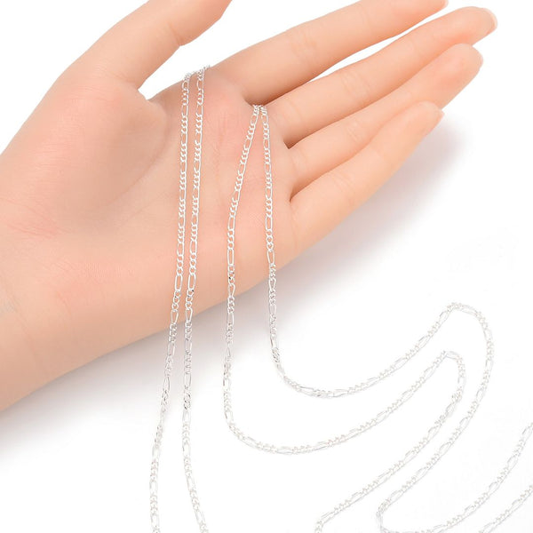 5 Feet 925 Sterling Silver Unfinished Figaro Chain Links, 1.9mm, SSK-B3