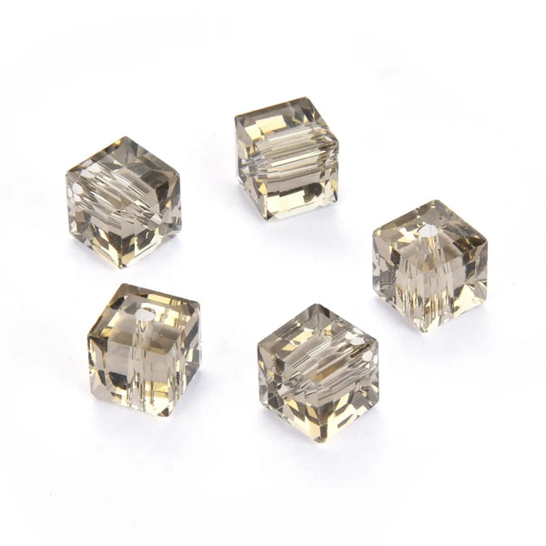 24pcs Adabele Austrian Faceted Cube Crystal Beads #5601, Smoked Quartz, Size Selections: 4mm/6mm/8mm