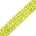 Natural Green Crystal (Imitation Green Peridot) Gemstone Faceted Flat Round Coin Beads, 6mm, Hole ID 1mm, 15 Inch/1 Strand, GZ13-2