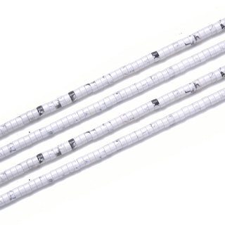 Lab Created White Howlite Gemstone Heishi Tube Rondelle Beads, 4x2mm/Small, Hole ID 0.9mm, 14.5 Inch/1 Strand, GH-C32