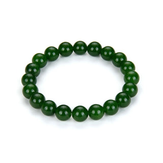 1 Strand Stretch Natural Green Jade Beaded Gemstone Bracelet, 8mm Bead, Length Selections: 7 inch/7.5 inch/8 inch/8.5 inch