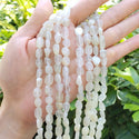Natural White Moonstone Gemstone Oval Tumbled Pebble Beads, Irregular, 6mm to 8mm, Hole ID 1mm, 15 Inch/1 Strand, GZ11-24