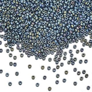 50g Miyuki Rocaille 15/0 Round Seed Beads Opaque Iris Gunmetal RR-456