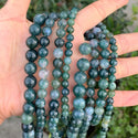 Natural Moss Agate Gemstone Round Beads, 15 Inch/1 Strand, Size Selections: 4mm/6mm/8mm/10mm