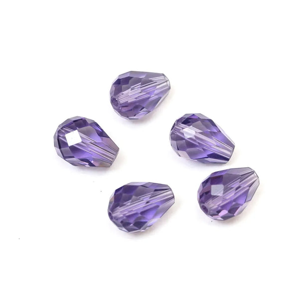 24pcs Adabele Austrian Faceted Teardrop Crystal Beads #5500, Tanzanite Purple, 8mm x 6mm, Hole ID 1mm, SST-826