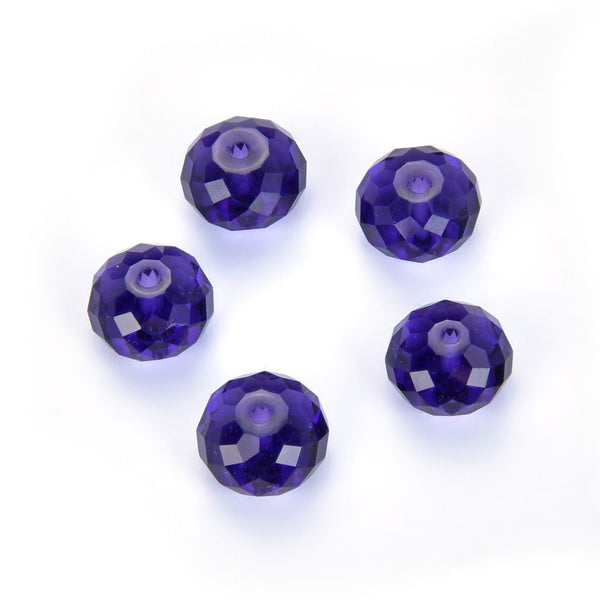 24pcs Adabele Austrian Faceted Rondelle Crystal Beads #5040, Purple, Size Selections: 6x4mm, 8x6mm, 10x8mm