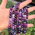 AAA Natural Banded Purple Agate Gemstone Round Beads, 15 Inch/1 Strand, Size Selections: 4mm/6mm/8mm/10mm