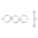 1 Set 925 Sterling Silver Adjustable Toggle Clasps, 3 Rings T-Bar Jewelry Closure, SS375-1