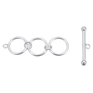 1 Set 925 Sterling Silver Adjustable Toggle Clasps, 3 Rings T-Bar Jewelry Closure, SS375-1
