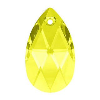 20pcs Creative Club Faceted Crystal Glass Pear Chandelier Pendant Drops, November Topaz Yellow Birthstone, 22x13mm Large, Hole ID 1mm, CCE-9