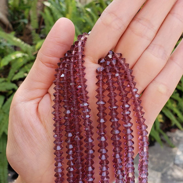 200pcs Creative Club Faceted Flat Bicone Rondelle Crystal Glass Beads #5305, Burgundy Red, 6x4mm Small, Hole ID 1mm, CC3R611